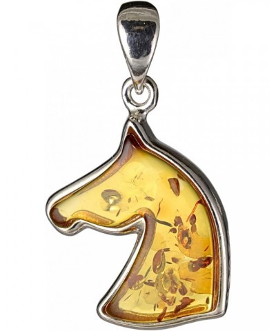 Amber Jewelry for Women - Sterling Silver Honey Baltic Amber Horse Pendant, Includes 925 Sterling Silver Chain - Sterling Sil...