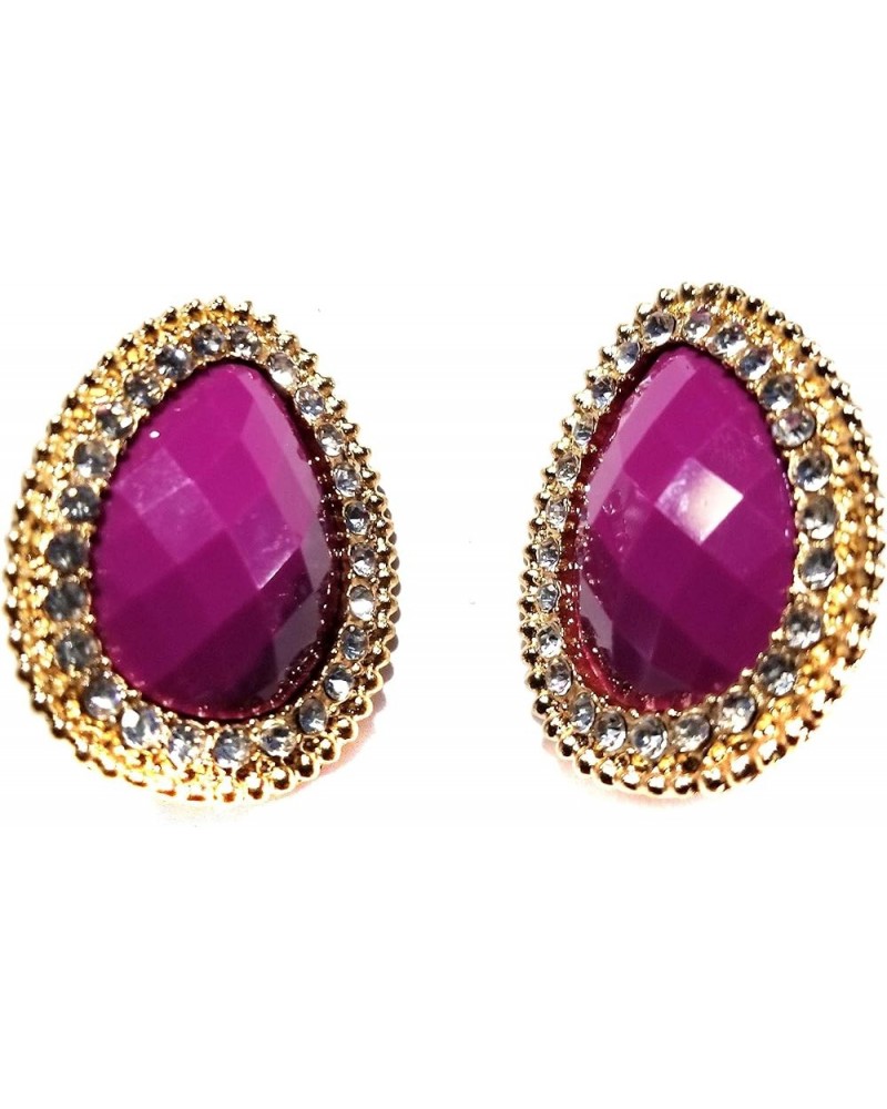 Clip on Earrings Pear Shape Assorted Colors Crystal Lined Earrings 1.25 inch Purple $7.75 Earrings