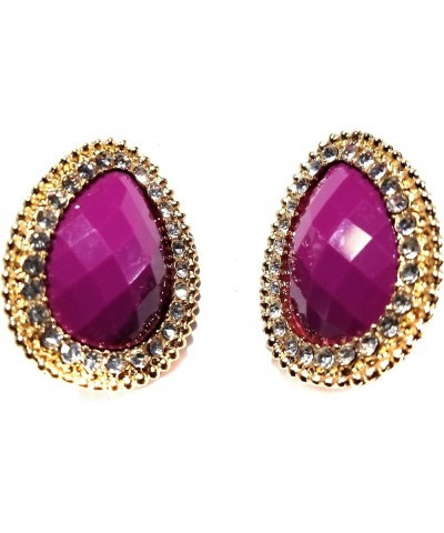 Clip on Earrings Pear Shape Assorted Colors Crystal Lined Earrings 1.25 inch Purple $7.75 Earrings