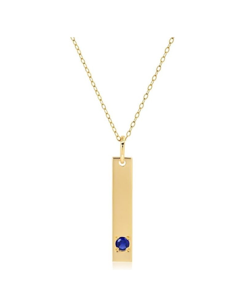 14k White or Yellow Gold Bar Pendant Necklace for Women with 3mm Small Round Gemstone on 16 to 18 Inches Adjustable Cable Cha...