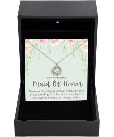 To My Amazing Maid Of Honor Necklace, Thank You Gift Maid Of Honor, Rhodium & Sterling Silver CZ Jewelry Gifts, Maid Of Honor...