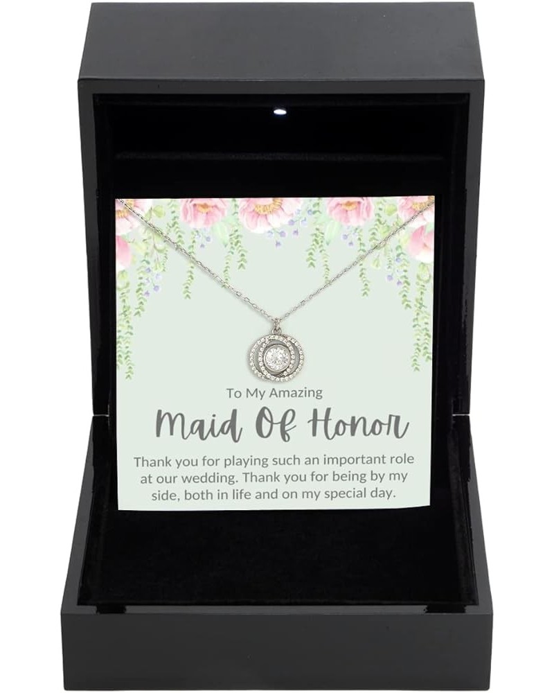 To My Amazing Maid Of Honor Necklace, Thank You Gift Maid Of Honor, Rhodium & Sterling Silver CZ Jewelry Gifts, Maid Of Honor...