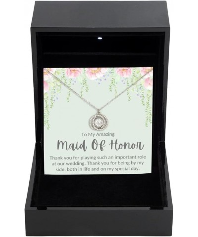 To My Amazing Maid Of Honor Necklace, Thank You Gift Maid Of Honor, Rhodium & Sterling Silver CZ Jewelry Gifts, Maid Of Honor...