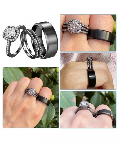 CEJUG 2Ct 18k Black Gold Wedding Ring Sets for Women and Men Hers His Titanium Bands Stainless Steel Couple Rings Cz Women's ...