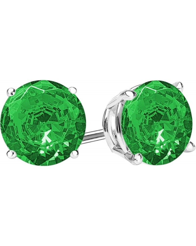 1/2-10 Carat Total Weight Emerald Stud Earrings 4 Prong Push Back 0.75 Carat Platinum $358.94 Earrings