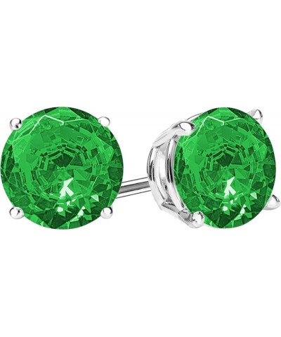 1/2-10 Carat Total Weight Emerald Stud Earrings 4 Prong Push Back 0.75 Carat Platinum $358.94 Earrings