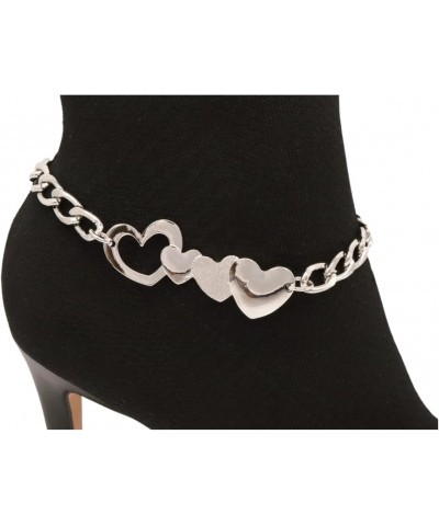 Women Fashion Jewelry Metal Western Boot Bracelet Chain Shoe Anklet Love Heart Charm Silver $11.21 Anklets