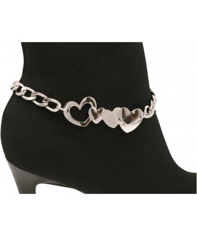 Women Fashion Jewelry Metal Western Boot Bracelet Chain Shoe Anklet Love Heart Charm Silver $11.21 Anklets