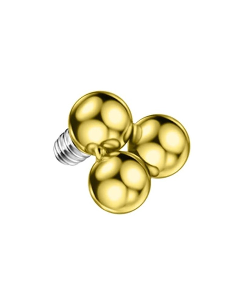 Surgical Steel Cartilage Stud End Surgical Steel Internally Threaded Labret Post End Tri-Ball Gold $8.39 Body Jewelry