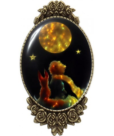 Cameo Style Brooch Pin Rose Decor Antique Brass Fashion Jewelry Pouch for Gift Little Prince $9.44 Brooches & Pins