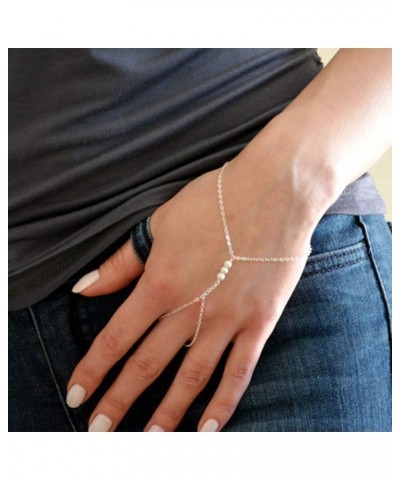 Dainty Hand Chain Bracelet Pearl Finger Chain Rings Hand Jewelry for Women Bracelets Jewelry Gift for Teen Girls $7.66 Bracelets