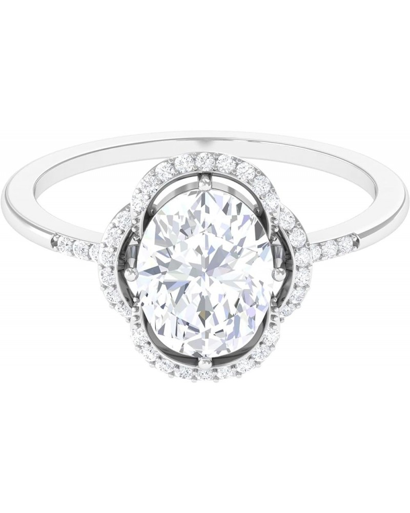 Vintage Inspired Moissanite Halo Ring for Women, 7X9 MM Oval Promise Engagement Ring, D-VS1 Quality 14K White Gold $182.32 Rings