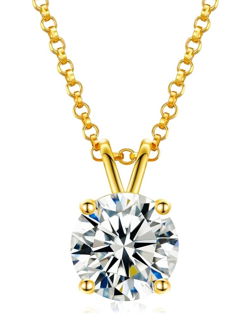 Moissanite Necklace for Women,0.1CT-12.0CT Lab Created Diamond Pendant 18K White/Yellow Gold Plated Sterling Silver Necklace ...