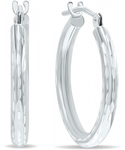 14K White Gold Shiny Diamond Cut Engraved Hoop Earrings (12mm - 40mm) 18mm $63.14 Earrings