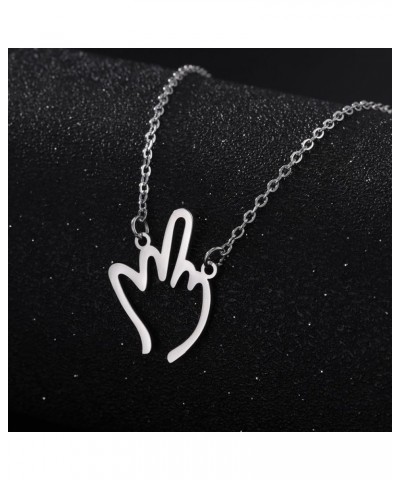 Stainless Steel I Love You Sign Symbol Necklace Sign Language Disc Charm Pendant Necklace silver 2 $6.35 Necklaces