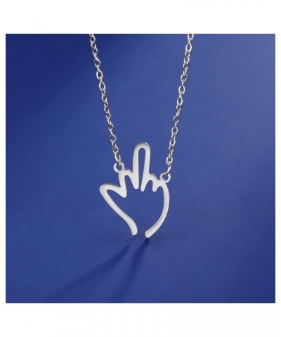 Stainless Steel I Love You Sign Symbol Necklace Sign Language Disc Charm Pendant Necklace silver 2 $6.35 Necklaces