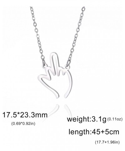 Stainless Steel I Love You Sign Symbol Necklace Sign Language Disc Charm Pendant Necklace silver 2 $6.35 Necklaces