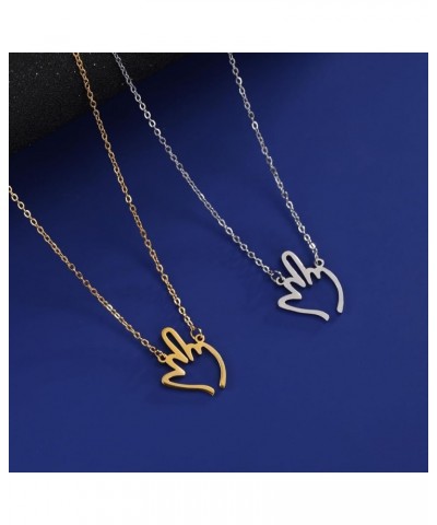 Stainless Steel I Love You Sign Symbol Necklace Sign Language Disc Charm Pendant Necklace silver 2 $6.35 Necklaces