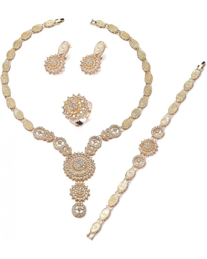 4 Pack 14K Gold Filled Kundan Jewelry Sets For Women Prom Indian Jewelry Lady Necklace Earrings Set (L) $12.60 Jewelry Sets