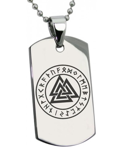 Stainless Steel Norse Valknut Knot Viking Symbol Dog Tag Pendant Necklace Silver $14.49 Necklaces