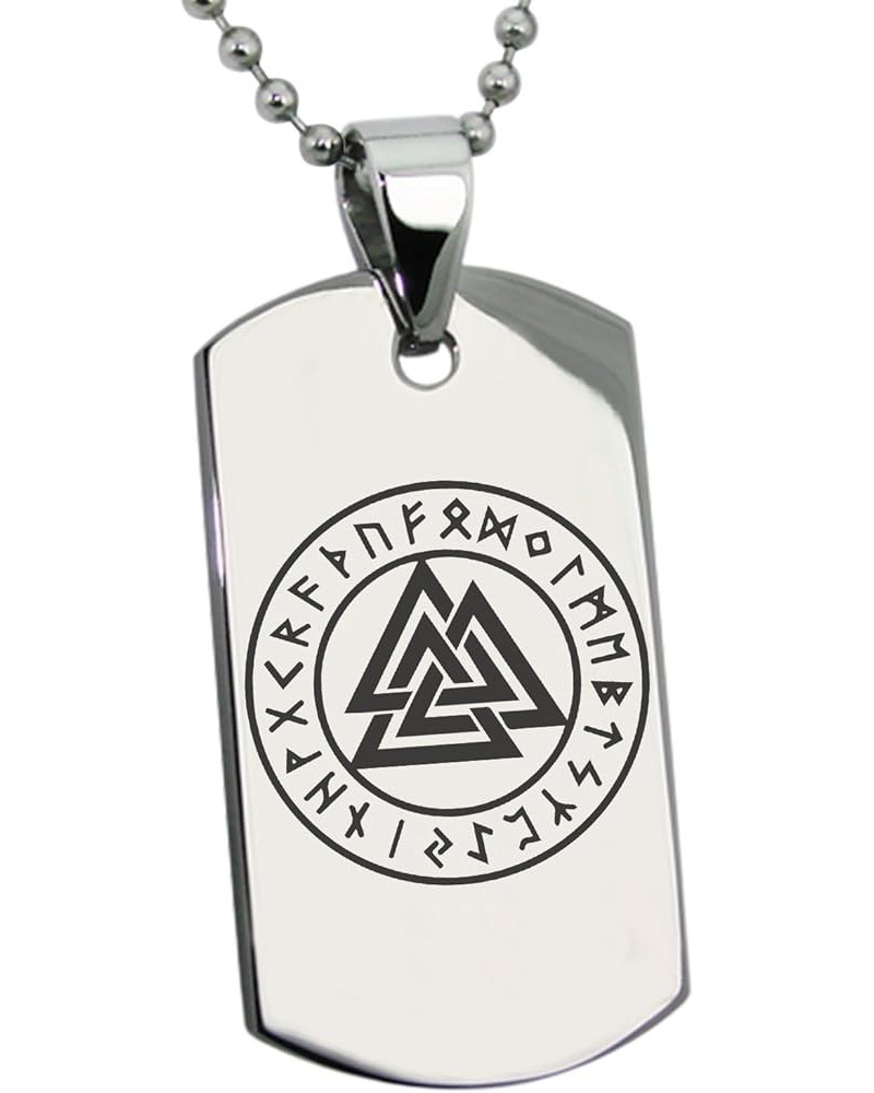 Stainless Steel Norse Valknut Knot Viking Symbol Dog Tag Pendant Necklace Silver $14.49 Necklaces