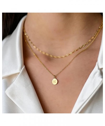 Initial Necklace for Women Letter Necklace Name Necklace Gold Letter Pendant Necklace Layered Initial Choker Necklace Coin Ne...