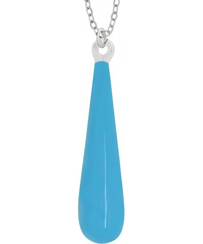 Hand Blown Glass Cherry Blossom Sakura Flower Long Teardrop Pendant Silver Necklace Chain for Women 18-20 inches Blue $15.89 ...