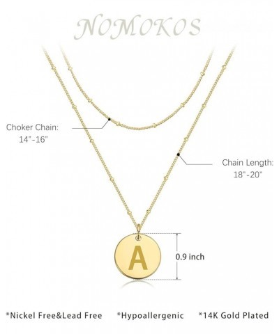 Gold Initial Necklaces for Women Girls, 14K Gold Plated Initial Necklaces Layered Letter Tag Pendant Necklaces Trendy Mother'...