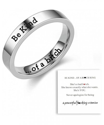 Be Kind Of A Bitch Ring for Women Engraved Ring Silver Statement Rings Stainless Steel Ring Personalized Jewelry Gift 9 $5.69...