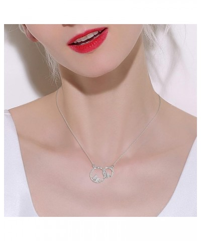 925 Sterling Silver Cubic Zirconia Dainty Butterfly Double Circles Pendant Necklace for Women Mom Girls Mothers Day/Valentine...