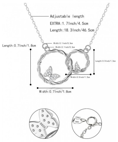 925 Sterling Silver Cubic Zirconia Dainty Butterfly Double Circles Pendant Necklace for Women Mom Girls Mothers Day/Valentine...