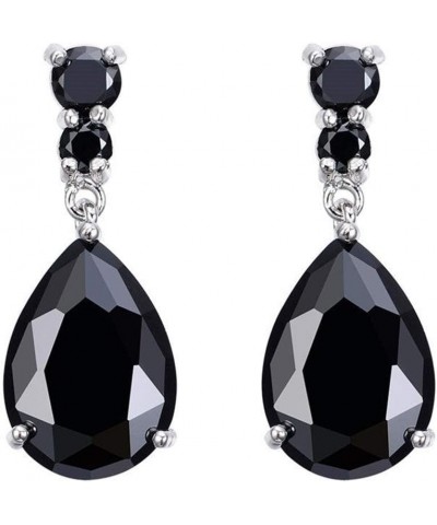 Elegant Crystal Teardrop Earrings Wedding Bridal Dangle Earrings for Women,Purple Black $3.30 Earrings