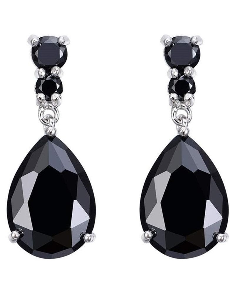 Elegant Crystal Teardrop Earrings Wedding Bridal Dangle Earrings for Women,Purple Black $3.30 Earrings