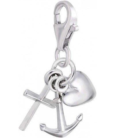 Faith Hope & Charity Charm with Lobster Clasp White Gold $16.99 Bracelets