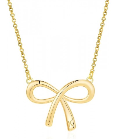 Gold Bow Necklace with Initial A-Z, 14K Gold Bow Tie Chain Jewelry for Women Girls K $8.99 Necklaces