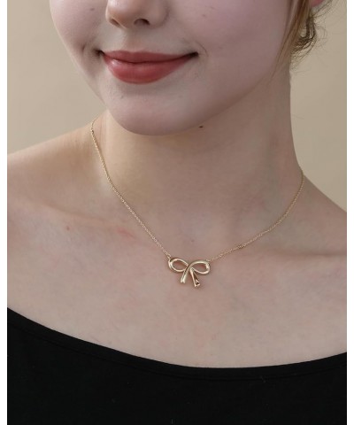 Gold Bow Necklace with Initial A-Z, 14K Gold Bow Tie Chain Jewelry for Women Girls K $8.99 Necklaces