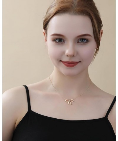 Gold Bow Necklace with Initial A-Z, 14K Gold Bow Tie Chain Jewelry for Women Girls K $8.99 Necklaces