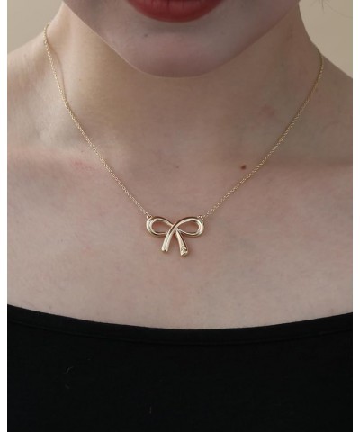 Gold Bow Necklace with Initial A-Z, 14K Gold Bow Tie Chain Jewelry for Women Girls K $8.99 Necklaces