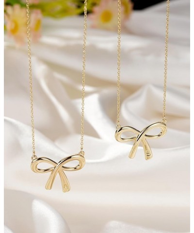 Gold Bow Necklace with Initial A-Z, 14K Gold Bow Tie Chain Jewelry for Women Girls K $8.99 Necklaces