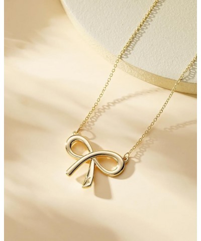 Gold Bow Necklace with Initial A-Z, 14K Gold Bow Tie Chain Jewelry for Women Girls K $8.99 Necklaces