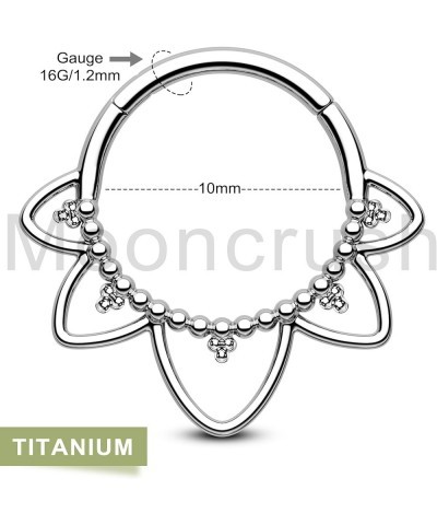 Minimalist Flower G23 Solid Titanium Septum Ring 16G Septum Clicker Siver Daith Earrings for Women Men 8/10MM Daith Piercing ...