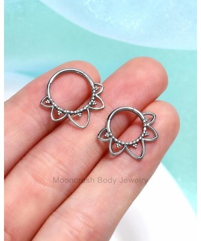 Minimalist Flower G23 Solid Titanium Septum Ring 16G Septum Clicker Siver Daith Earrings for Women Men 8/10MM Daith Piercing ...