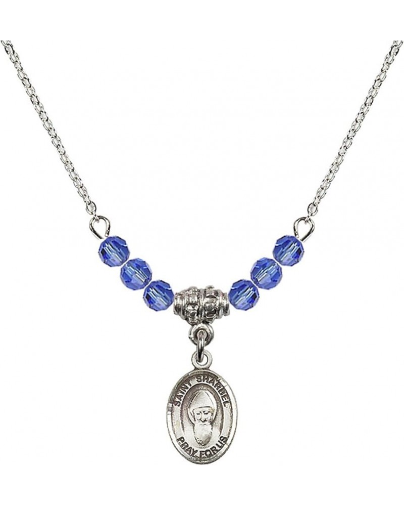 September Birth Month Bead Necklace with Catholic Patron Saint Petite Charm, 18 Inch Saint Sharbel $27.25 Necklaces