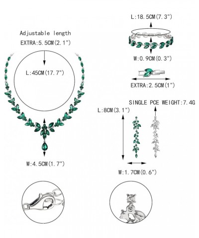 Austrian Crystal Bridal Bridesmaid Jewelry Sets, Elegant Marquise Rhinestone Leaf Necklace Dangle Earrings Tennis Bracelet Se...