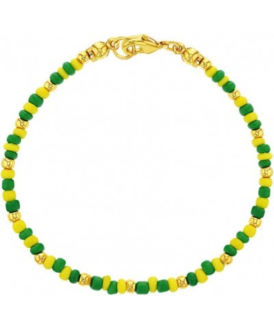 Gold Plated Green and Yellow Beaded Babalawo Unisex Orula Bracelet Beaded Orula Bracelet for Adult Men and Women 6.5 Inches $...