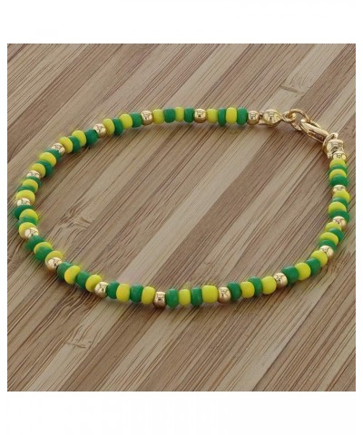 Gold Plated Green and Yellow Beaded Babalawo Unisex Orula Bracelet Beaded Orula Bracelet for Adult Men and Women 6.5 Inches $...