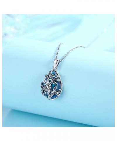 Moonstone Necklace 925 Sterling Silver Teardrop Pendant Necklace Jewelry Gifts for Women Girls Tree of Life $16.40 Necklaces