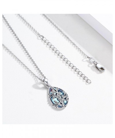 Moonstone Necklace 925 Sterling Silver Teardrop Pendant Necklace Jewelry Gifts for Women Girls Tree of Life $16.40 Necklaces