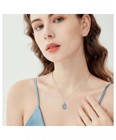 Moonstone Necklace 925 Sterling Silver Teardrop Pendant Necklace Jewelry Gifts for Women Girls Tree of Life $16.40 Necklaces