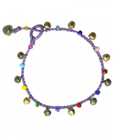 Handmade Varicolored Glass Bead Bells Purple Cord Anklet Bracelet 10 Inches (AkSP08) $8.11 Anklets